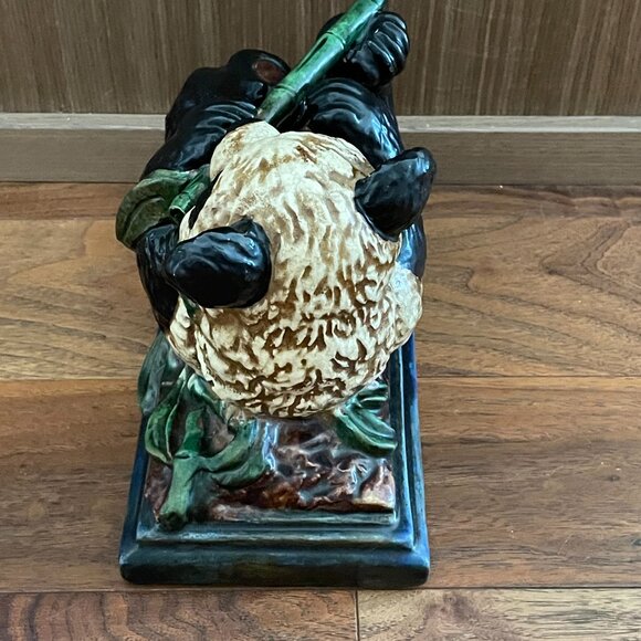 Panda with Bamboo Centerpiece Statue Ceramic - Picture 4 of 5